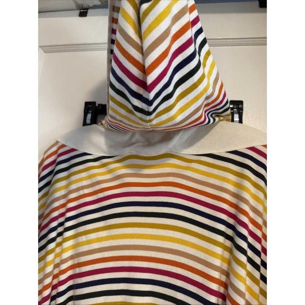 Anthropologie Lilka Rainbow Striped Hooded Robe with Tie Size S/M